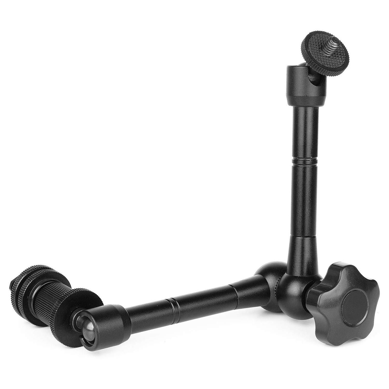 Magic Arm 11 inch Articulating Arm Magic Friction with Hot Shoe Mount & 1/4 inch Tripod Screw for DSLR Camera Monitor LED LCD Lights DV Monitor Flash Lights Microphone