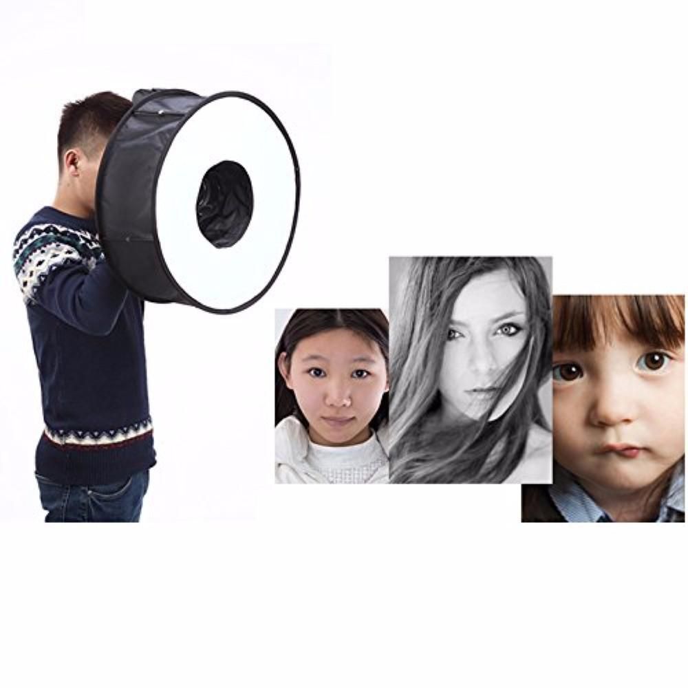 45cm 18" Lightweight Foldable Easy-fold Ring Speedlite Flash Softbox Diffuser Reflector For Canon Nikon Sony Pentax Godox Speedlight
