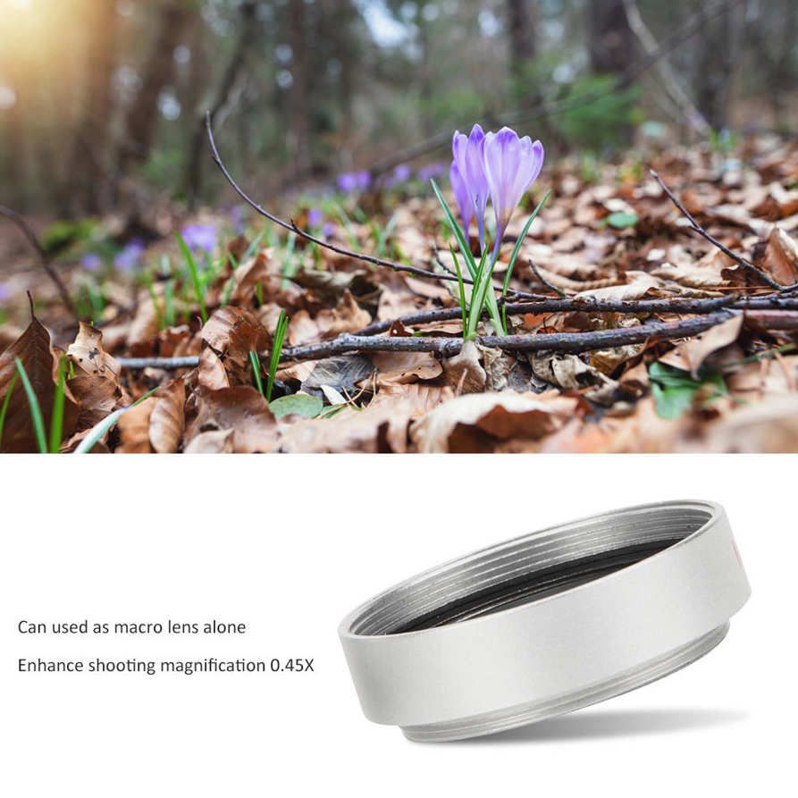 Optical Glass Silver 0.45X Camera Wide Angle Magnification Additional Lens for 30.5mm Lenses