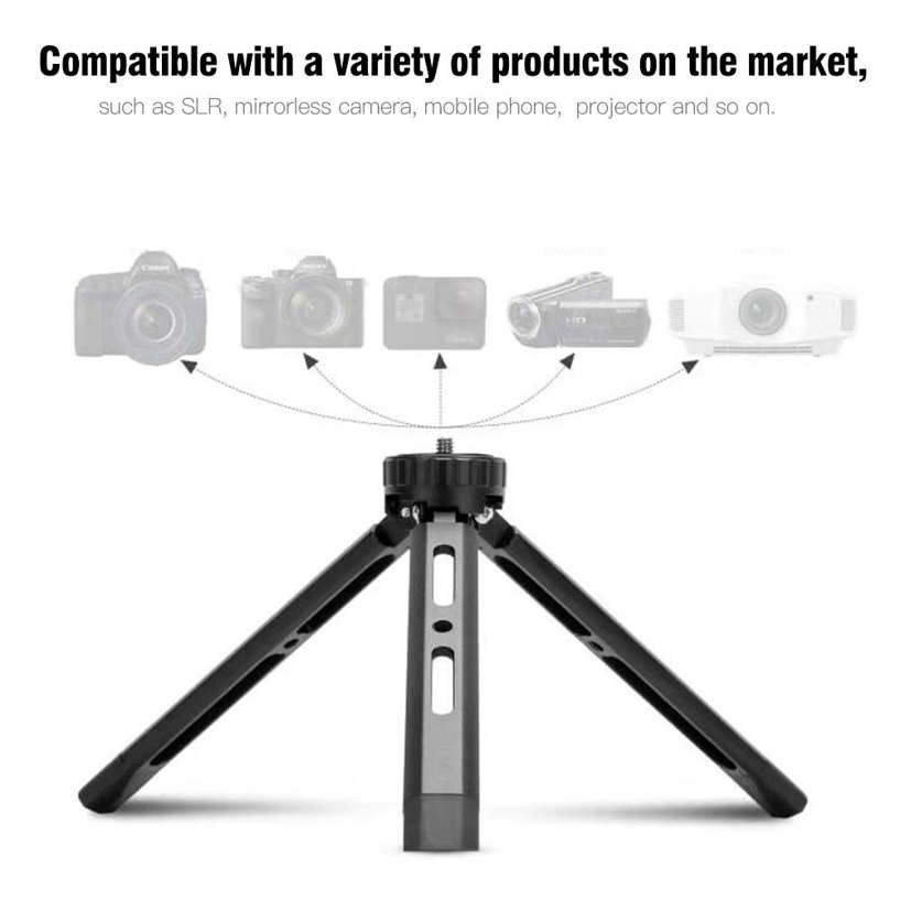 Tripod Aluminium Alloy Mini Desktop Adjustable 1/4'' Screws for SLR Mirrorless Camera Mobile