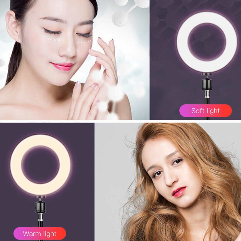 Dimmable Ring Light 20cm Photography LED Selfie Video Live USB Lamp with Phone Holder Tripod
