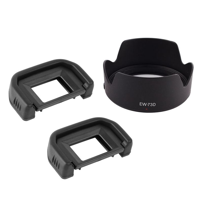 BRADOO- 2 Pcs Protector Cover: 1 Pcs EW-73D Lens Hood Shade Protector Cover for Canon EF-S & 1 Pcs Camera Eyecup Eyepiece for Canon Ef Replacement Viewfinder Protector