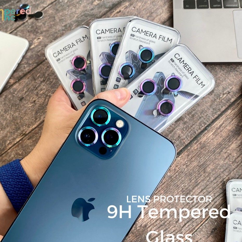 Camera Lens Protector for iP_12  Premium HD Tempered Glass Metal Ring Aluminum Alloy Lens Screen Cover Film