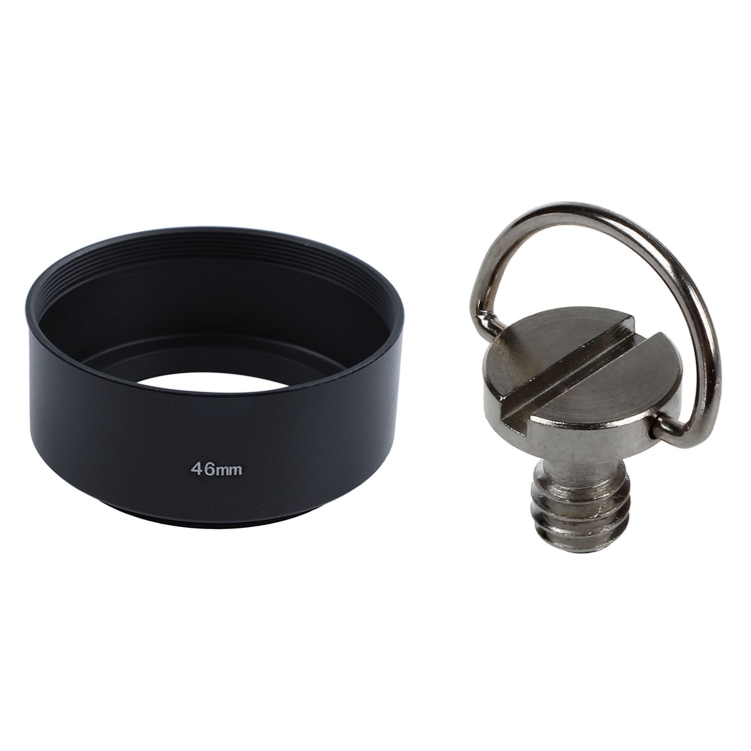 1 Pcs 1/4 Inch Screw Camera Adapter for Canon Nikon Sony Olympus & 1 Pcs 46Mm Mount Standard Metal Lens Hood - silver & black