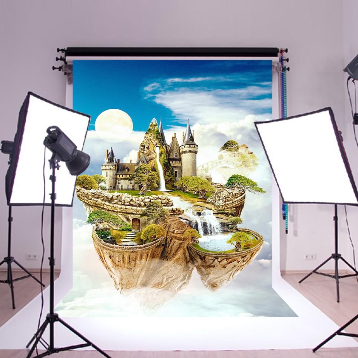 5x7ft 7x5ft Fairy Tale Winter Spring Sky Castle Photography Backdrop Studio Prop Background