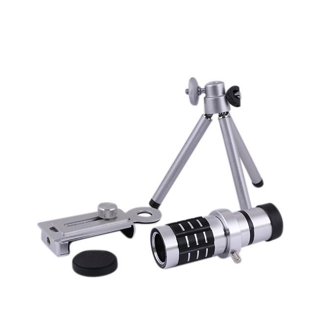 12X Zoom Mobile Phone Tele Photo Lens - Black And Silver