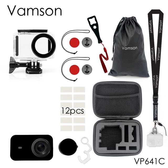 Vamson for Xiao4k Diving Waterproof Case Protect  Camera Case 4K Action Camera Housing Kit Safety Rope VP641