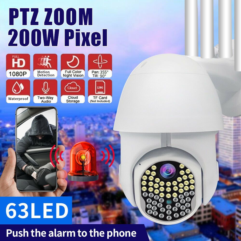 1PC US/EU/UK 1080P HD WiFi Outdoor Waterproof Pan Tilt Security IP Camera IR Night Vision APP：V380 Pro Outdoor Camera Motion Detection