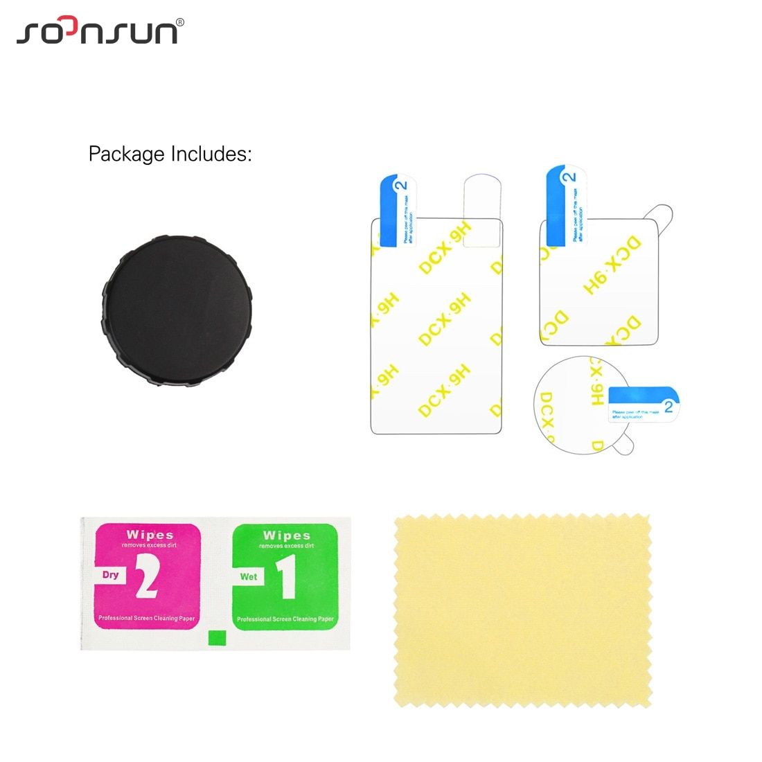 SOONSUN Ted Glass Screen Protector Scratch-resistant Protective Lens Film + Silicone Cap Cover for DJI Osmo Action Camera