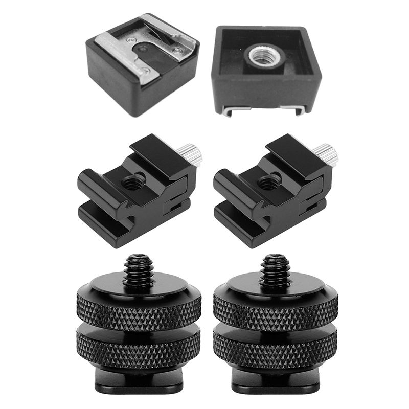 BRADOO- 2Pcs Flash Hot Shoe Mount Adapter to 1/4 Inch Thread with 4 Pack Camera Combo Pack Hot Shoe Mount Adapter