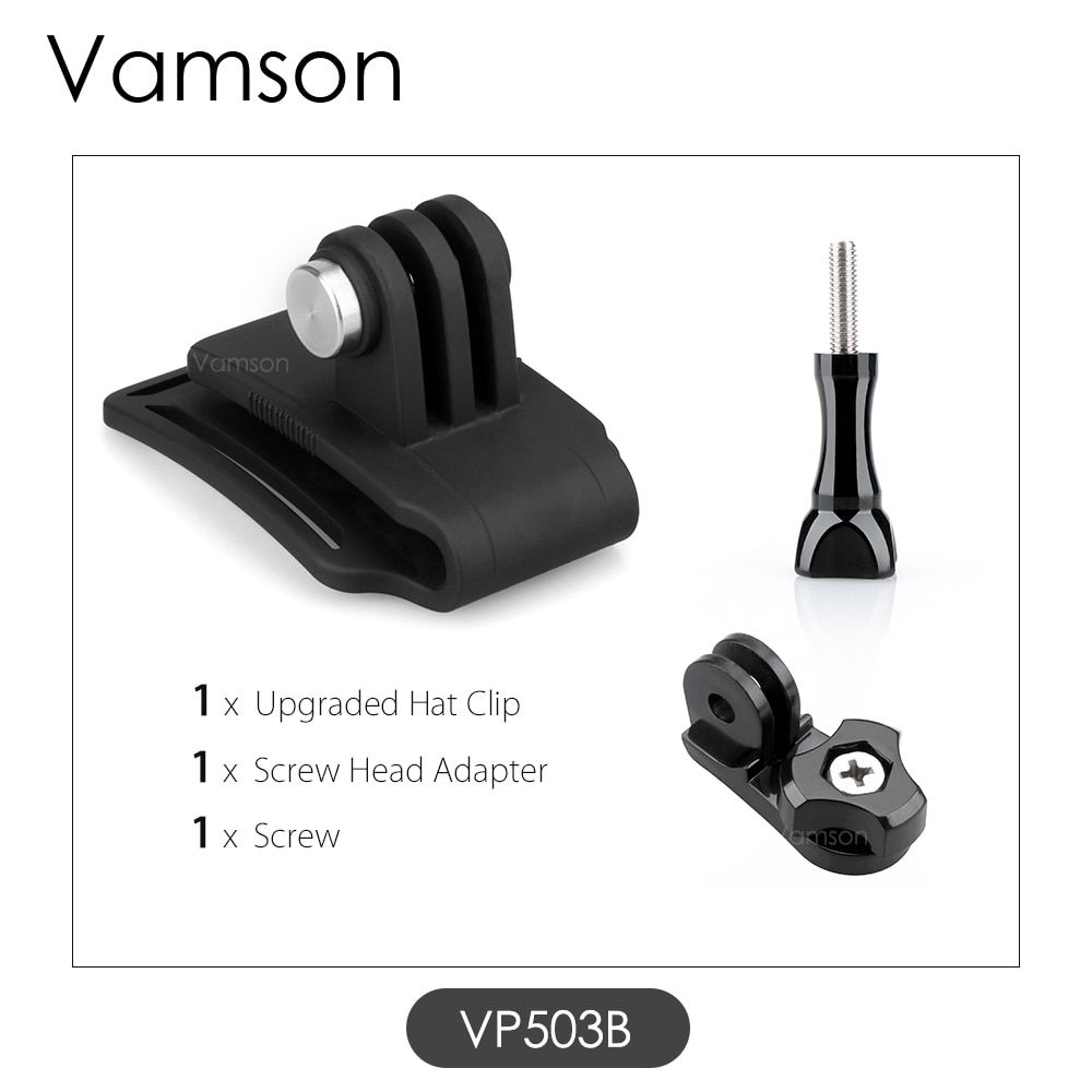 Vamson Hat Clip Bracket Mount Kit With Screw Head Adapter and Screw for Go Pro 10 9 8 7 6 YI Sports Camera VP503