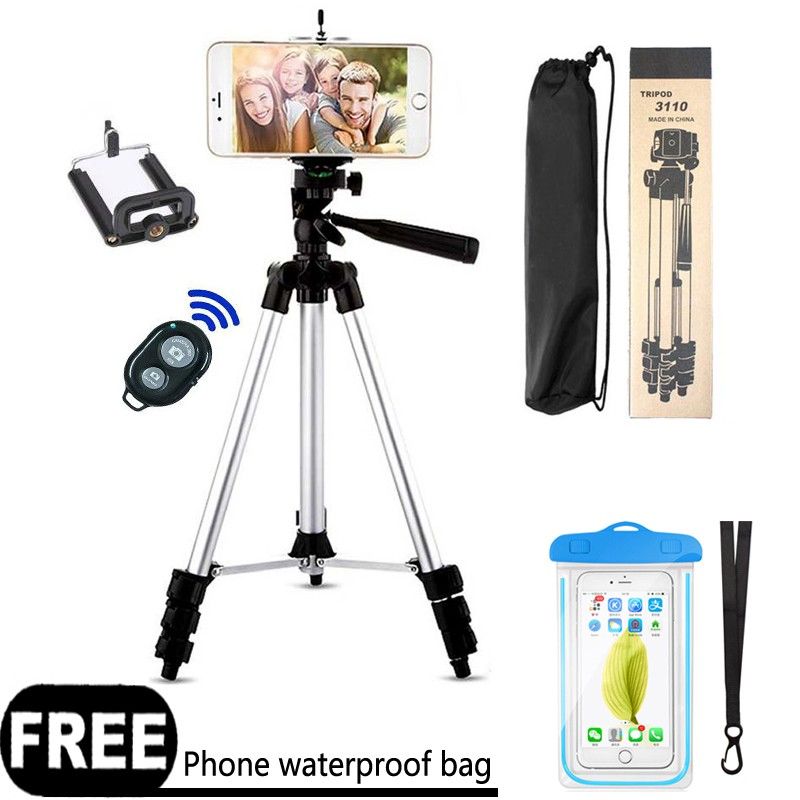 Mobile Tripod Camera Stand with Remote Free WaterProof Mobile Bag