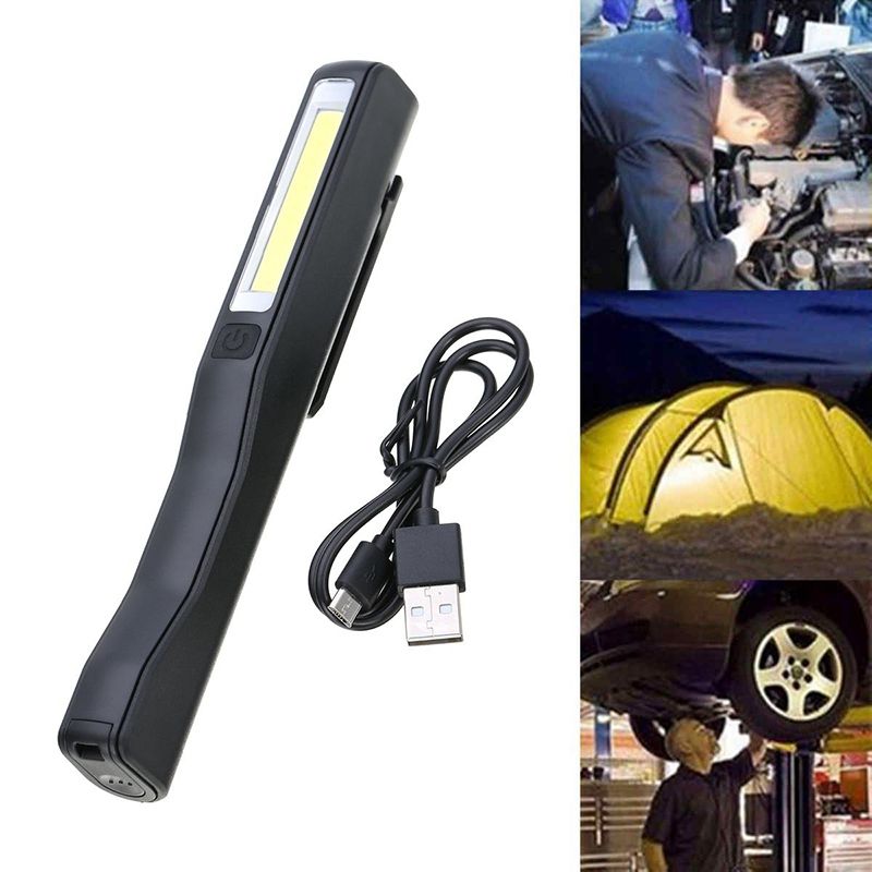Rechargeable LED COB Portable Camping Work Inspection Light Lamp Hand Torch Magnetic for Household Workshop Automobile Camping black