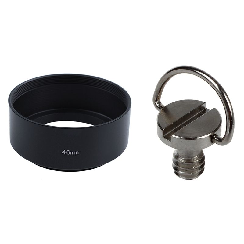 1 Pcs 1/4 Inch Screw Camera Adapter for Canon Nikon Sony Olympus & 1 Pcs 46Mm Mount Standard Metal Lens Hood
