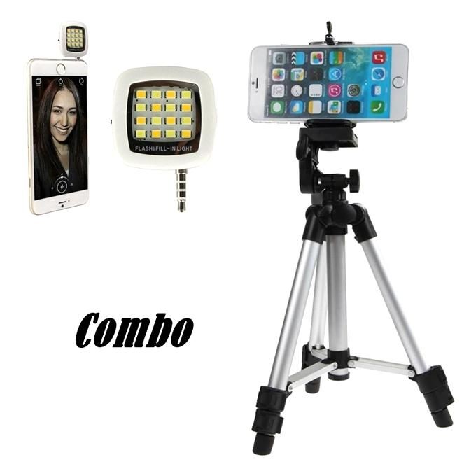 Tripod Mobile and Camera Stand and Selfie LED Light Combo