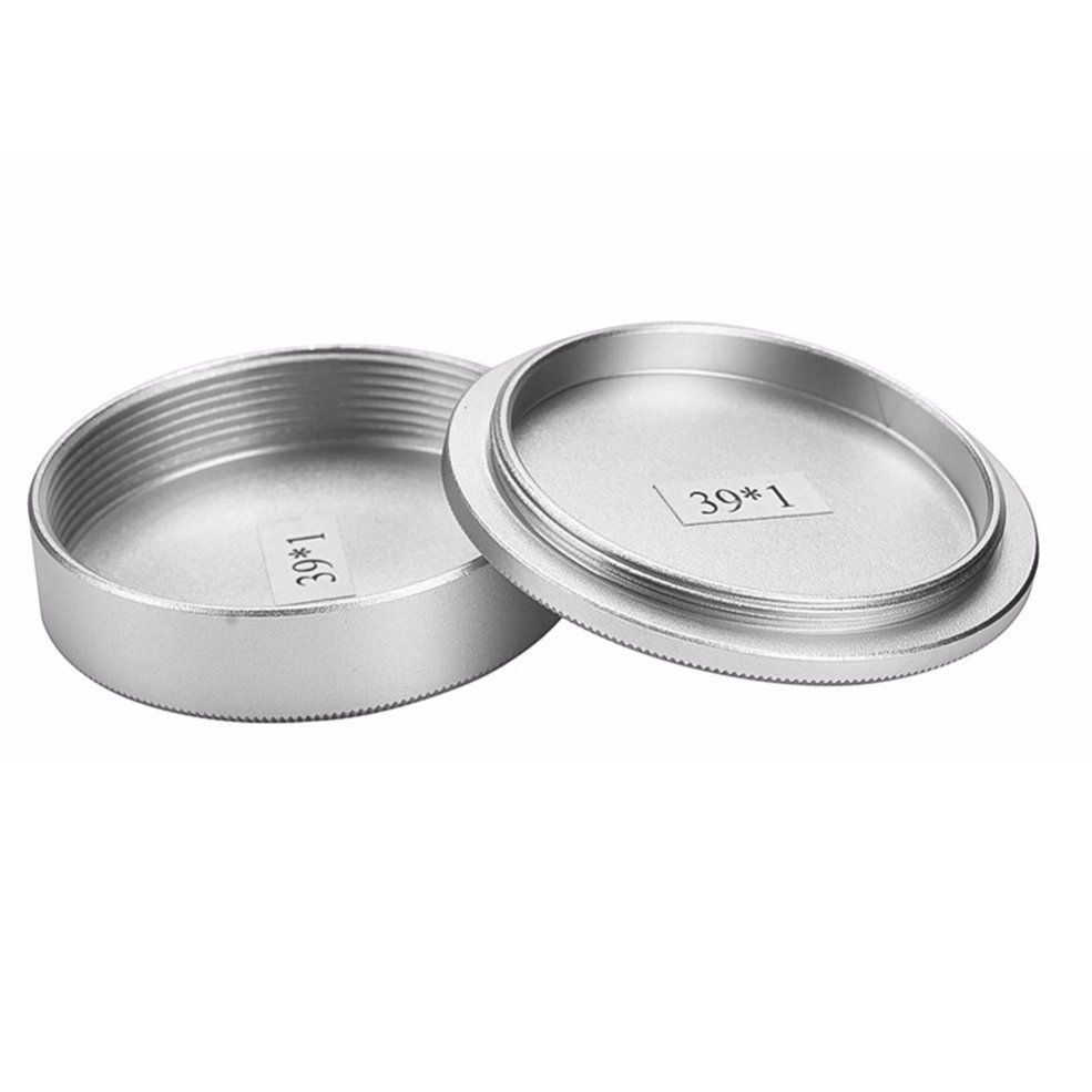 Front & Rear Lens Dust Cap Cover for M39 Screw Mount Camera Lenses - Silver