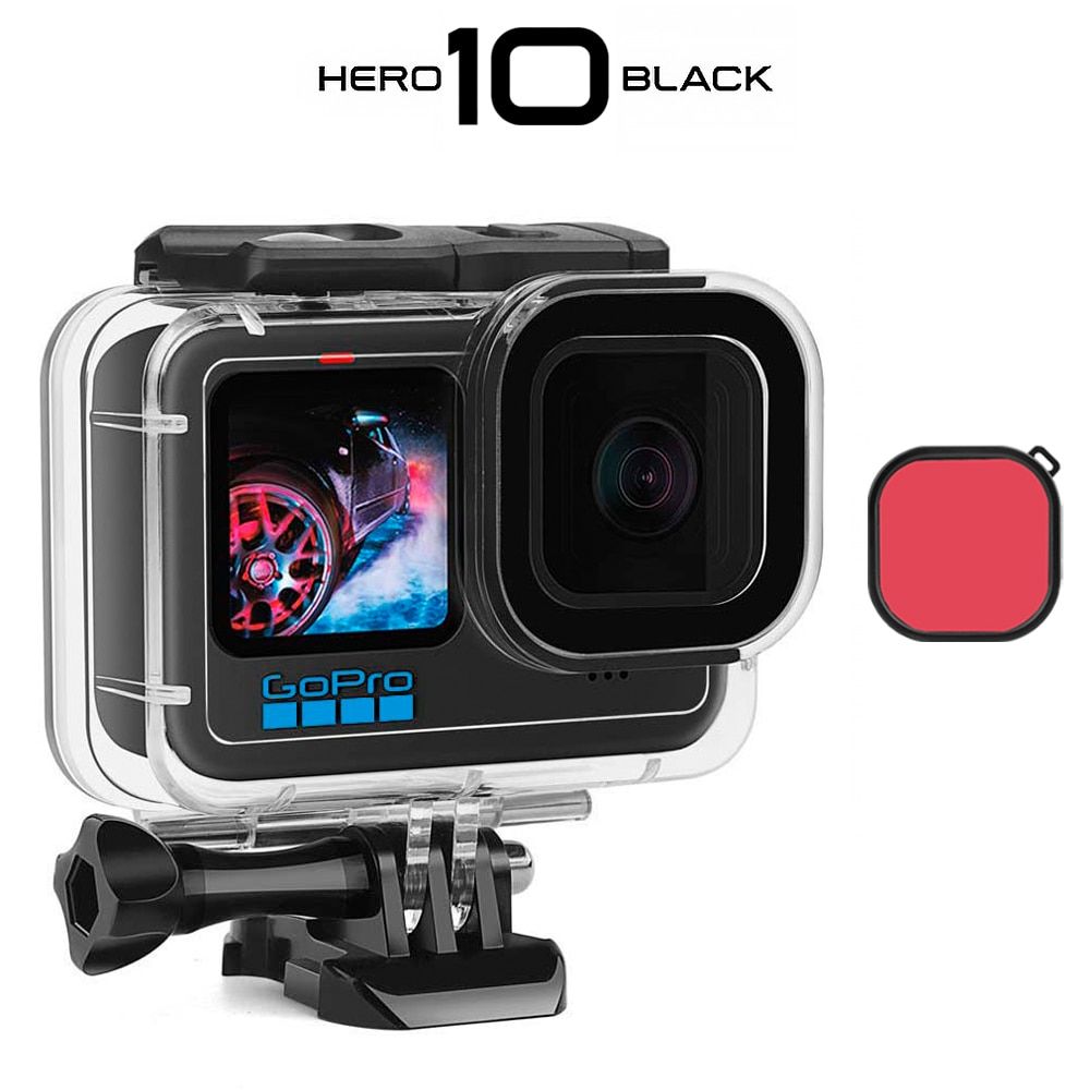 60M Waterproof Case for GoPro Hero 10 9 Black Protective Diving Underwater Housing  Cover Red Purple Color Filter go pro
