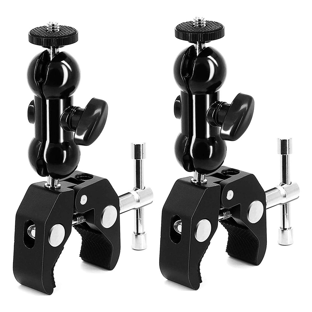 Camera Clamp Mount Monitor Mount Bracket Super with Cool Double Ballhead Arm Adapter Bottom Clamp