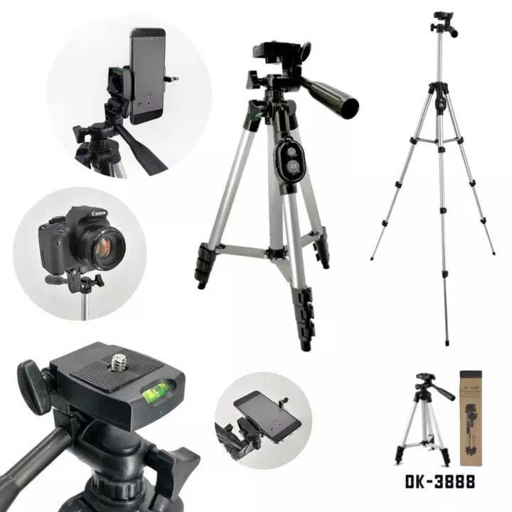 DK-3888 Video Mobile Tripod with Wireless Bluetooth Remote - Silver