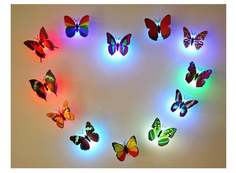 Miico Colors Changing LED Flashing Butterfly Night Light Decorative Lights 3D Home Decor Stickers