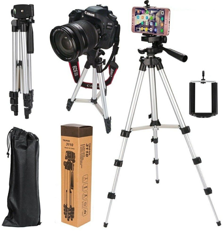 3120A Aluminum Alloy Tripod Stand For DSLR Camera and Mobile - Black