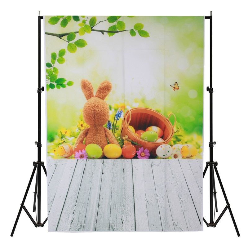 3x5ft Floor Vinyl Photography Backdrop rabbit Easter Eggs Background Studio