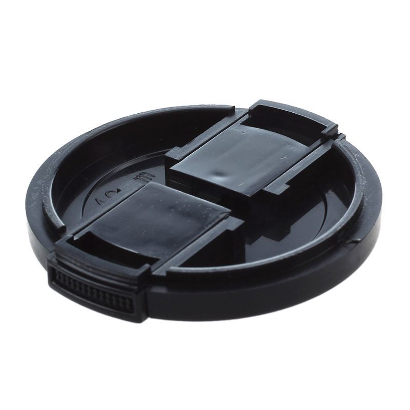 Camera Plastic Side Pinch Clip On Front Lens Cap Protective Cover Black 49mm