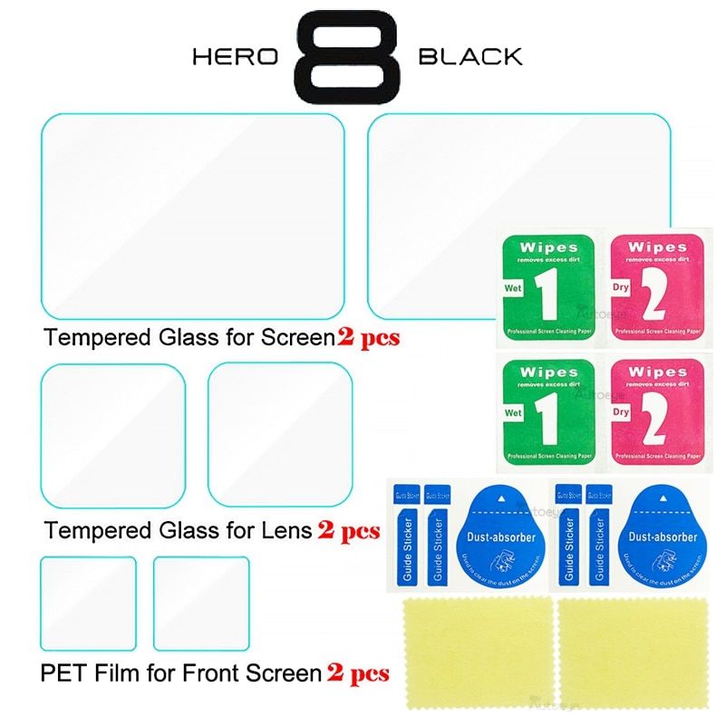 Ted Glass Screen Protector Cover Case for GoPro Hero 8 Black Lens Protection Protective Film Gopro8 Go pro Accessories