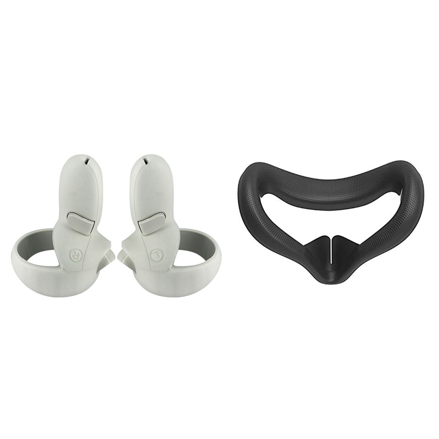 1 Set Silicone Spare Handle Shockproof Protective Case White & 1 Pcs Waterproof Anti-Dirty Face Cushion Black