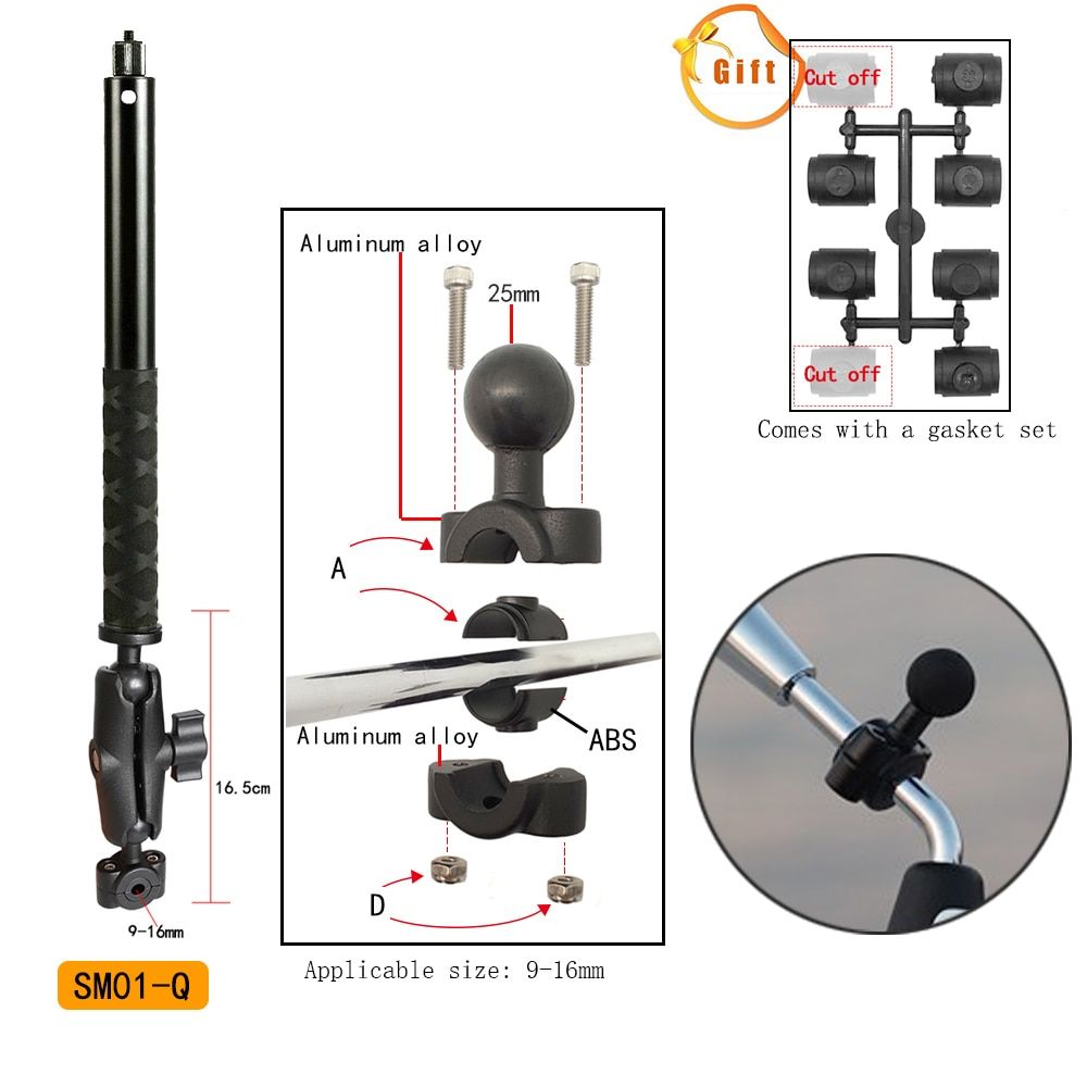 TUYU Motorcycle Bike Camera Holder Handlebar Bracket Stand For Insta360 One X2 R & GoPro DJI YI Invisible Selfie Stick Accessory
