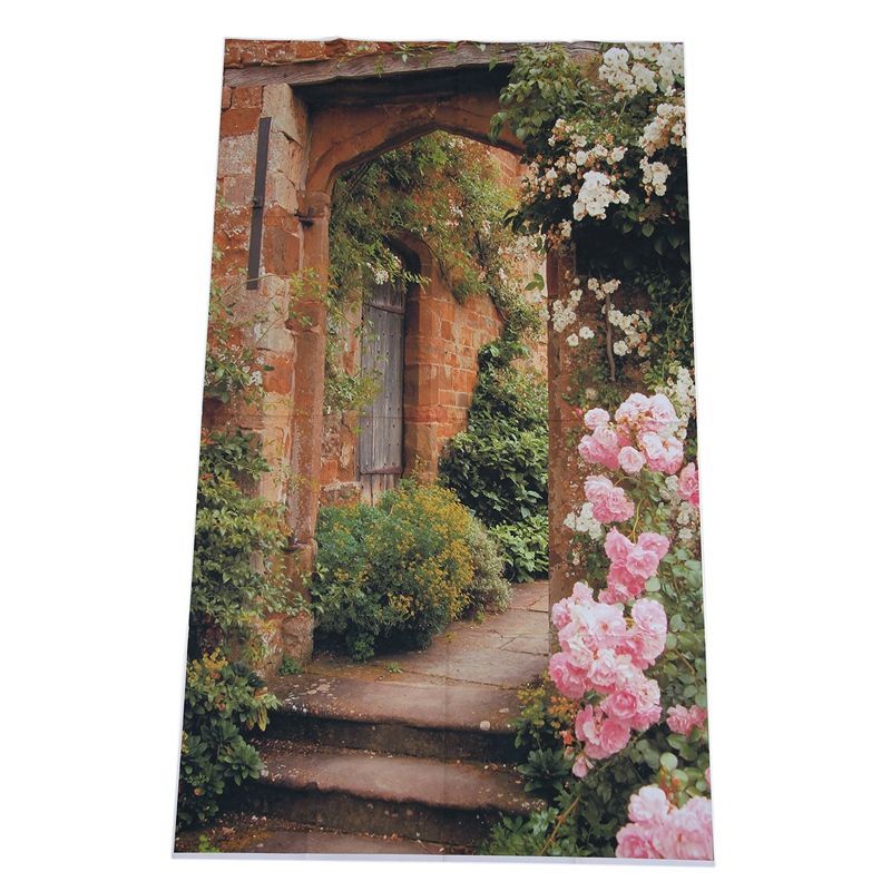 3x5ft Photo Backdrop Vinyl Collapsible Background Pink Rose Brick Arch Door Background for Photographer Backdrop for Wedding Pictures - Photo Color