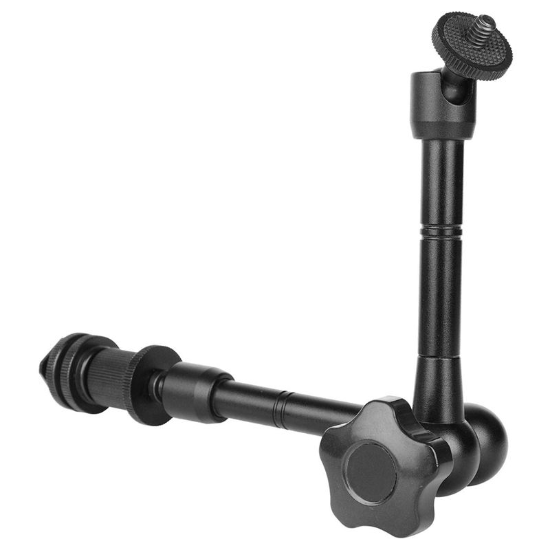 1 Pcs 11Inch Articulating Arm with Hot Shoe Mount Screw & 1 Pcs 1/4 Inch Flash Hot Shoe Screw Adapter Phone Clip Holder