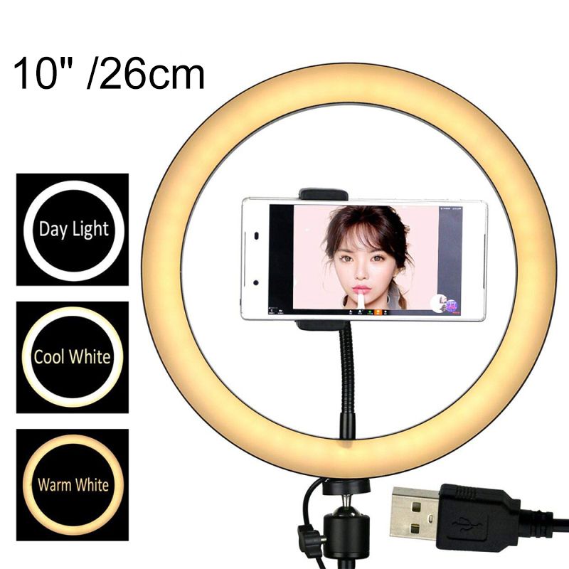8/10/12 Inch Ring Light Selfie LED Ring Light Cell Phone Holder Desktop Lamp for Live Makeup/Photography USB Interface