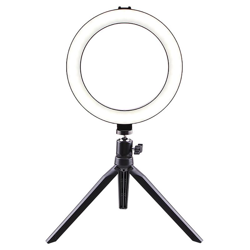 8 Inch Selfie Ring Light with Tripod Stand and Cell Phone Holder with 3 Light Mode and Adjustment Level Brightness for Live Stream Makeup and for YouTube Video