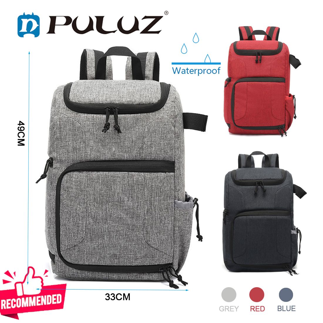 2021 PULUZ New Fashion Multi-functional Waterproof Camera Knapsack Large Capacity Portable Travel Camera Bag Backpack for Laptop Canon Nikon Sony DSLR DSLR for Men Women