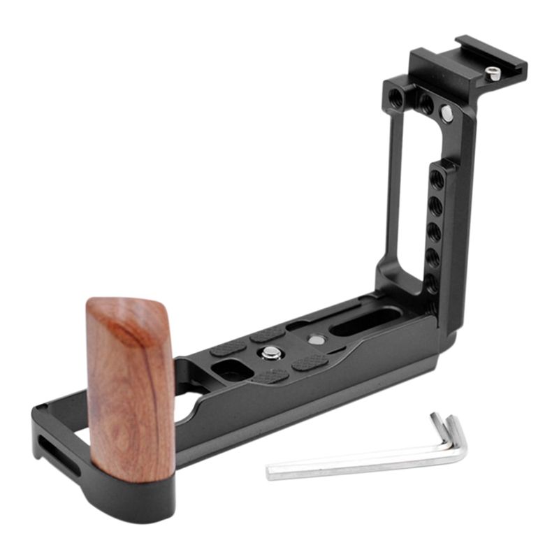 Quick Release L Plate Wood Hand Grip Bracket Release L Plate with Hot Shoe for Fujifilm X-T3 XT2 Camera