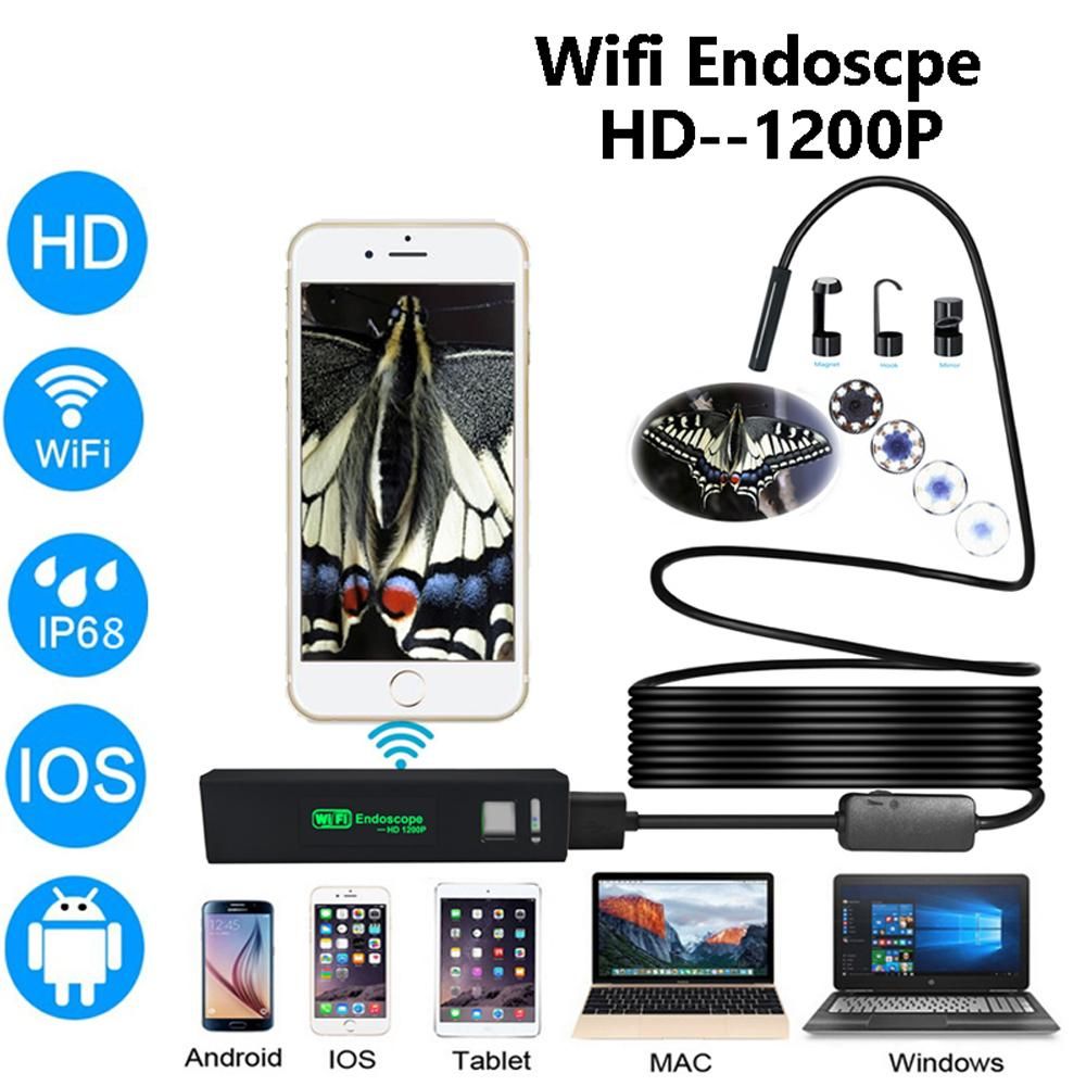 BLCR 8mm HD 1200P 8-LED IP68 Wi-Fi Endoscope with Hard Tube (2m)