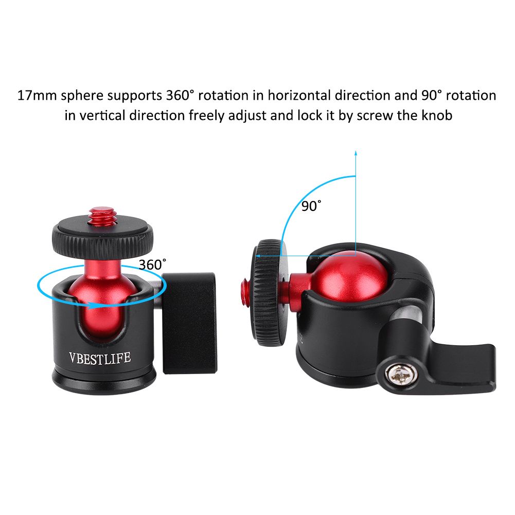 VBESTLIFE 360 Degree Swivel Mini Ball Head 1/4" Screw Mount Kit for DSLR Camera