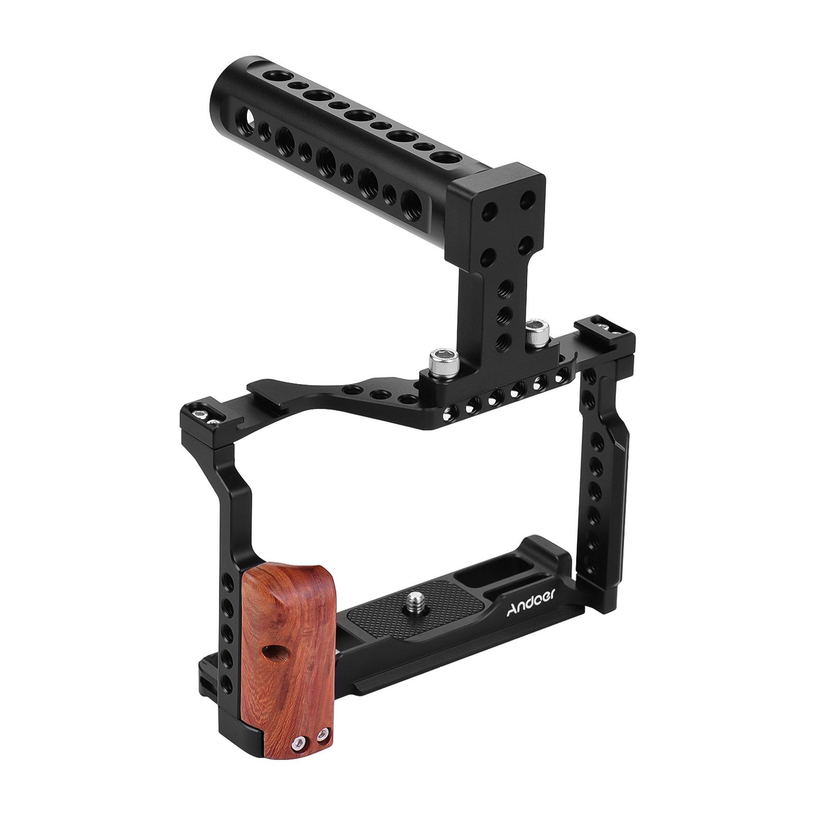 Video Camera Cage + Top Handle Kit Aluminum Alloy with Dual Cold Shoe Mount Compatible with Fujifilm X-T3/X-T2