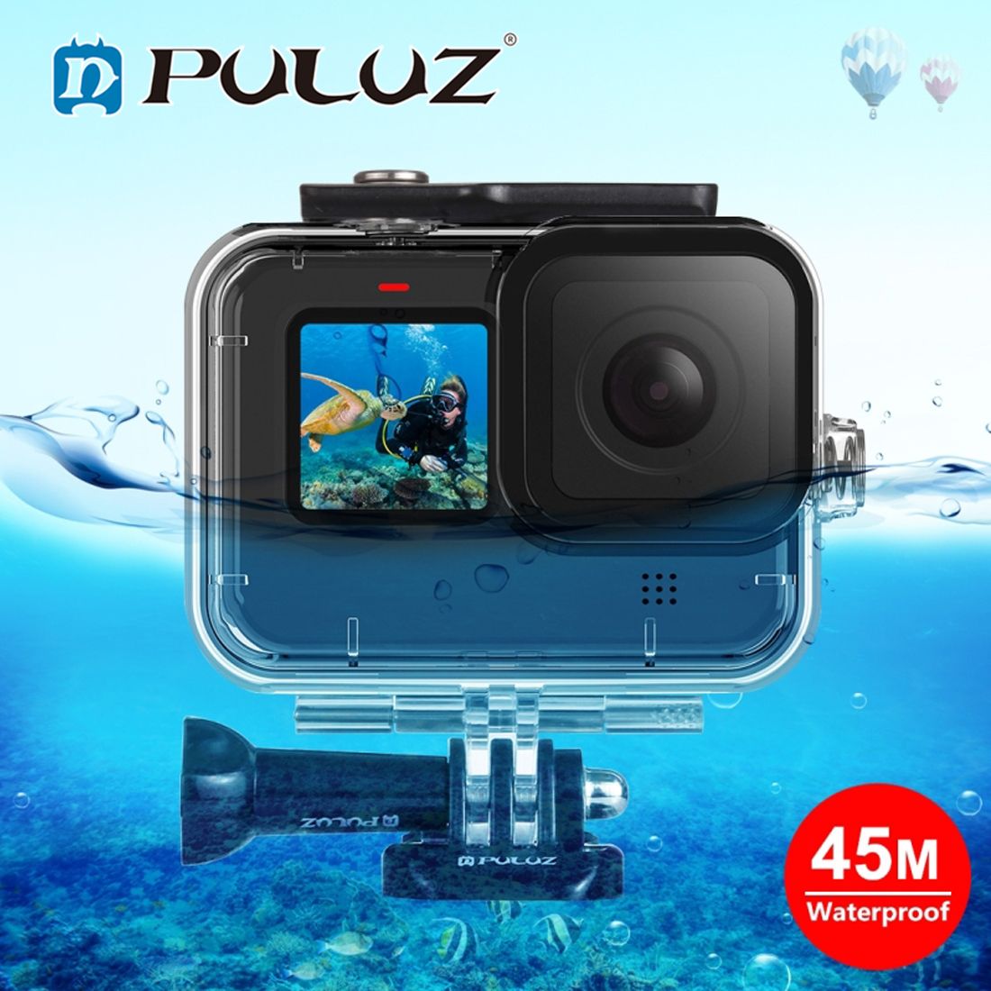 PULUZ for GoPro HERO 9 Black 45m Waterproof Housing Protective Case with Buckle Basic Mount Screw