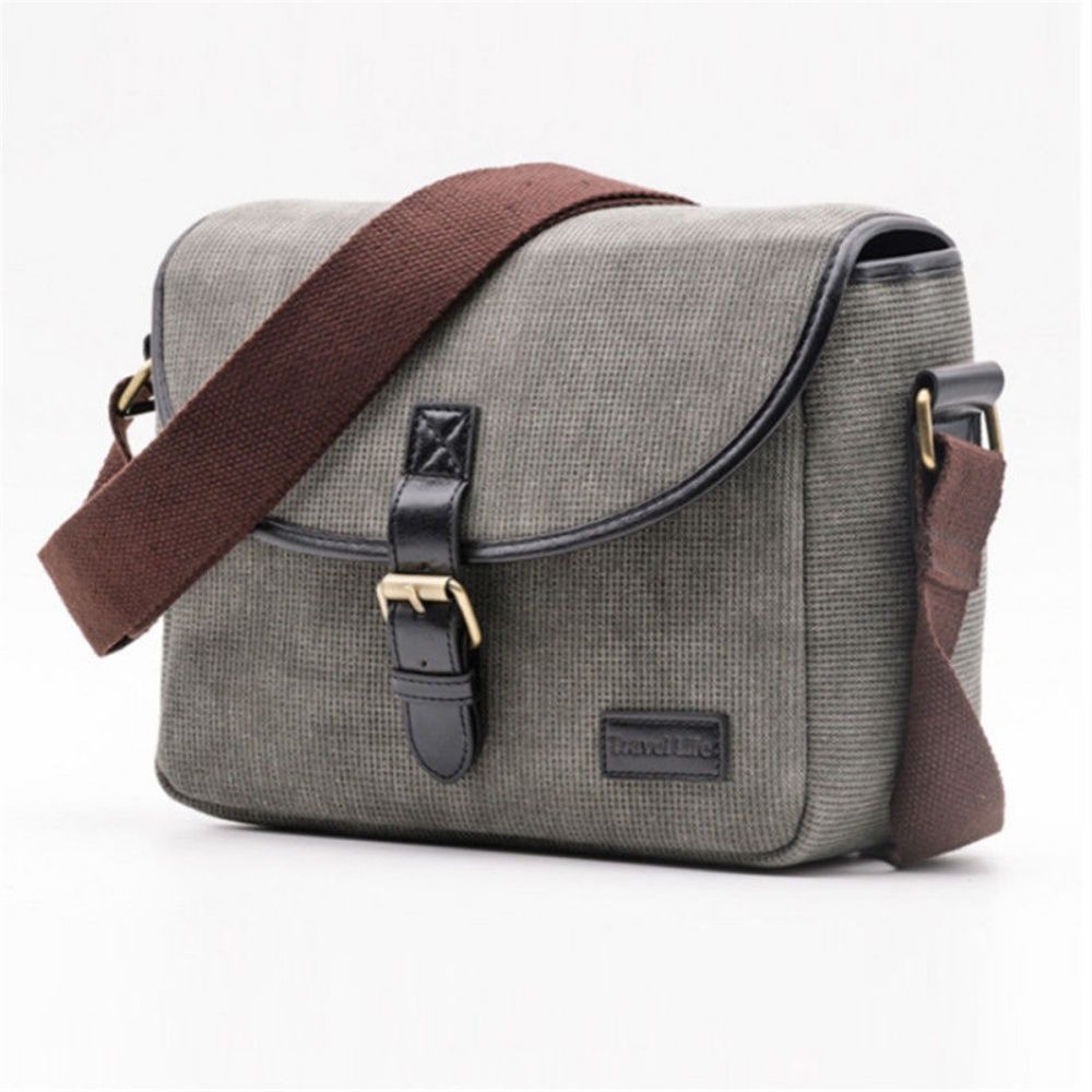 Photos For Lives Canvas Travel Shoulder Messenger Bag for Canon Nikon Sony DSLR Digital Pentax #grey