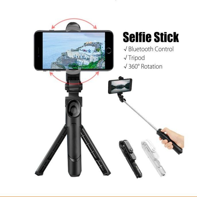 XT-02 3 in 1 Bluetooth Selfie Stick Tripod Remote Handheld Monopod