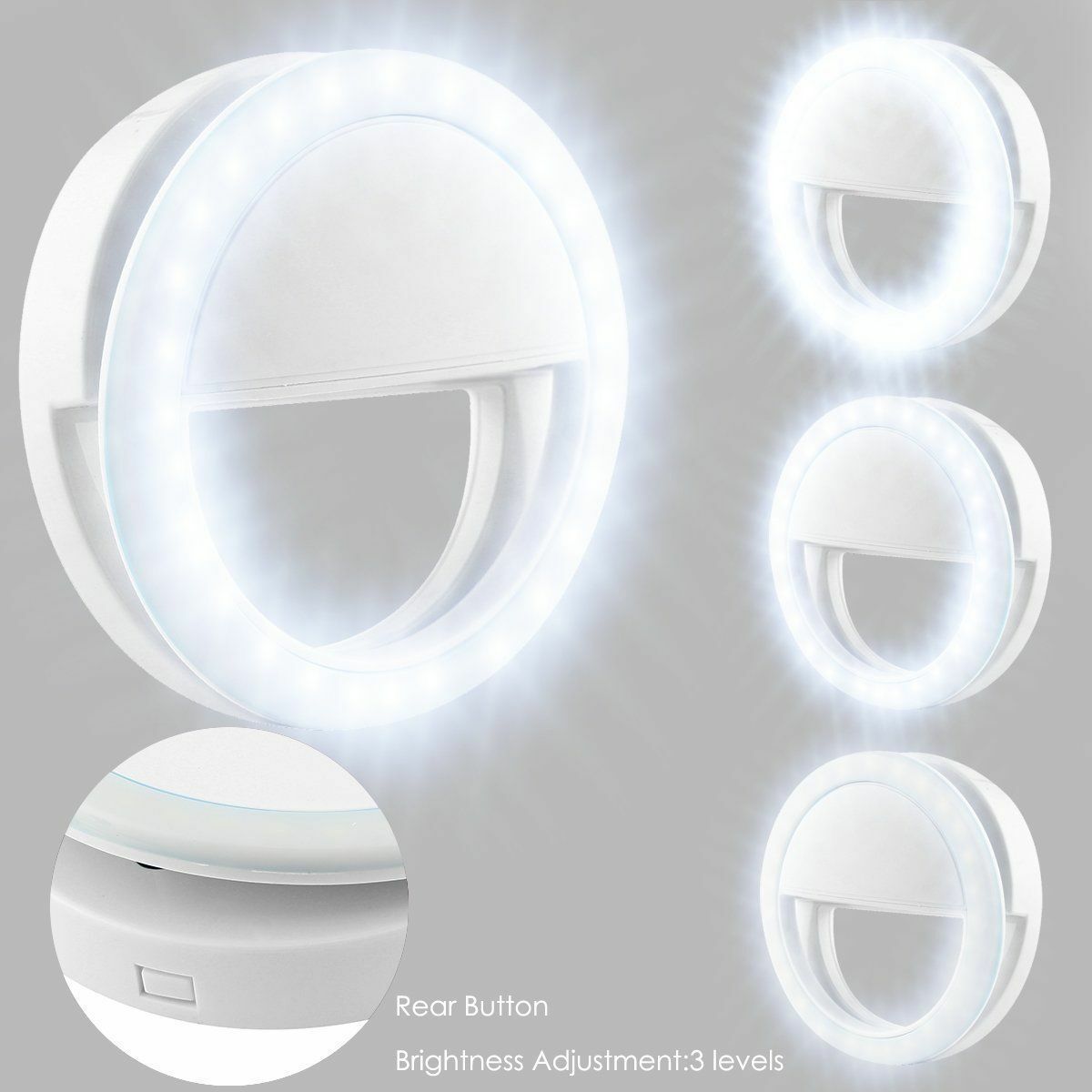 LED Selfie Ring Light Mobile Phone Clip Lens Lamp Lights Novelty Makeup Lightings for Phones Camera Clip-on Flash Night Light