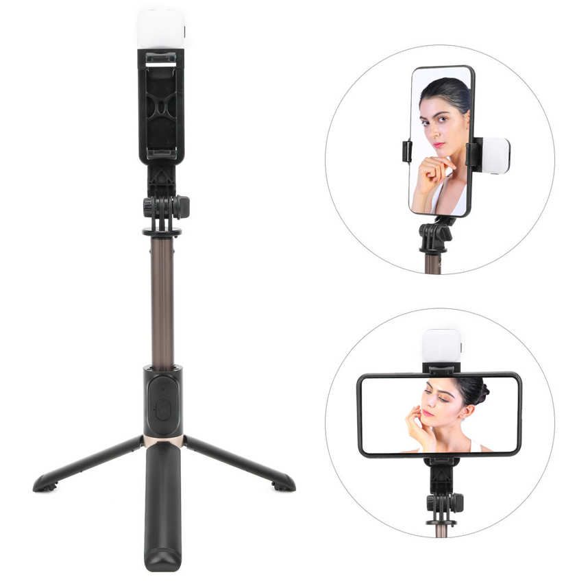 Q03S Retractable Selfie Stick Desktop Tripod with Fill Light Remote Control Pole