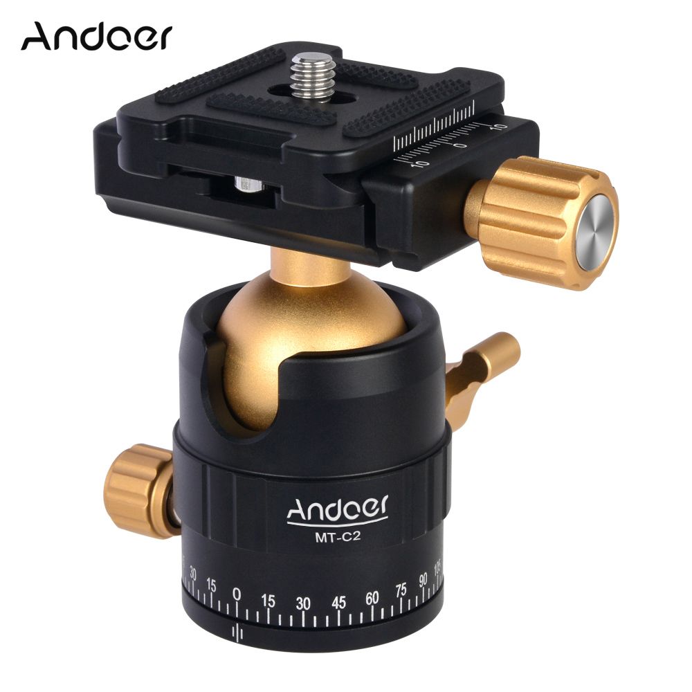 MT-C3 Compact Size Panoramic Tripod Ball Head Adapter 360° Rotation Aluminium Alloy with Quick Release Plate