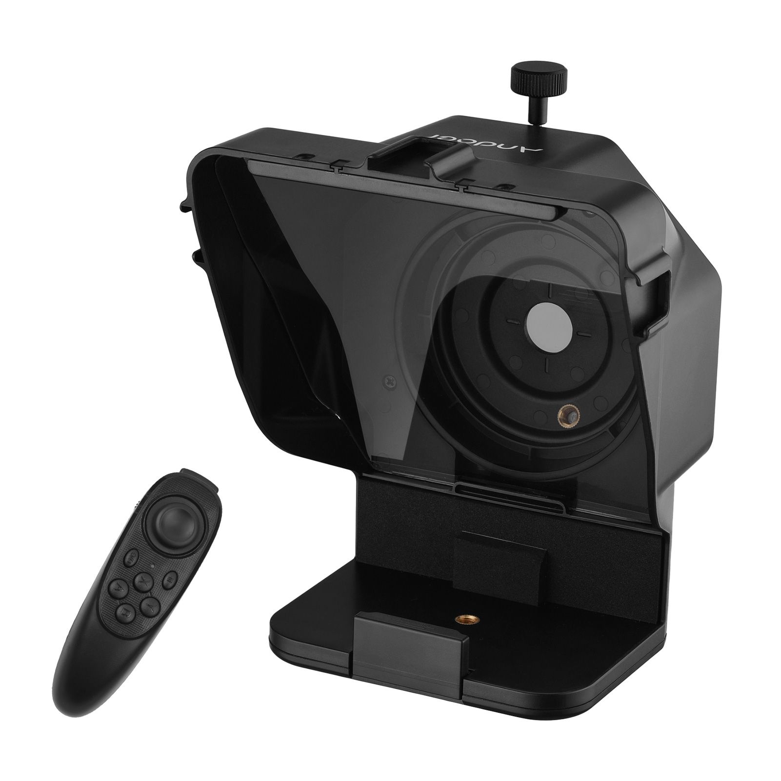Portable Smartphone DSLR Camera Teleprompter Prompter with Phone Holder Re-mote Control 5pcs Lens Adapter Rings for Video Recording Live Streaming Interview Presentation Stage Speech