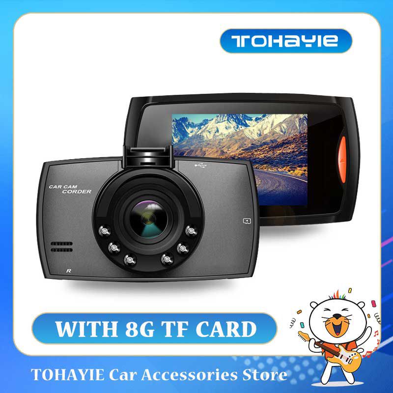 TOHAYIE G30 2.2" Car DVR Dash Cam HD 360 Degree Dashcam Driving Recorder Cycle Night Vision Wide Angle Video Camera (with 8G TF Card)