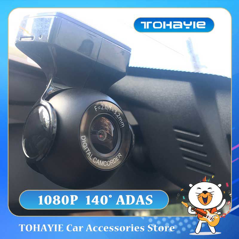 TOHAYIE ADAS Car Camera DVR 1080P HD Night Vision Dash Cam 140 Degree Wide Angle USB Video Recorder Camera Auto Dashcam (with 32G Card)