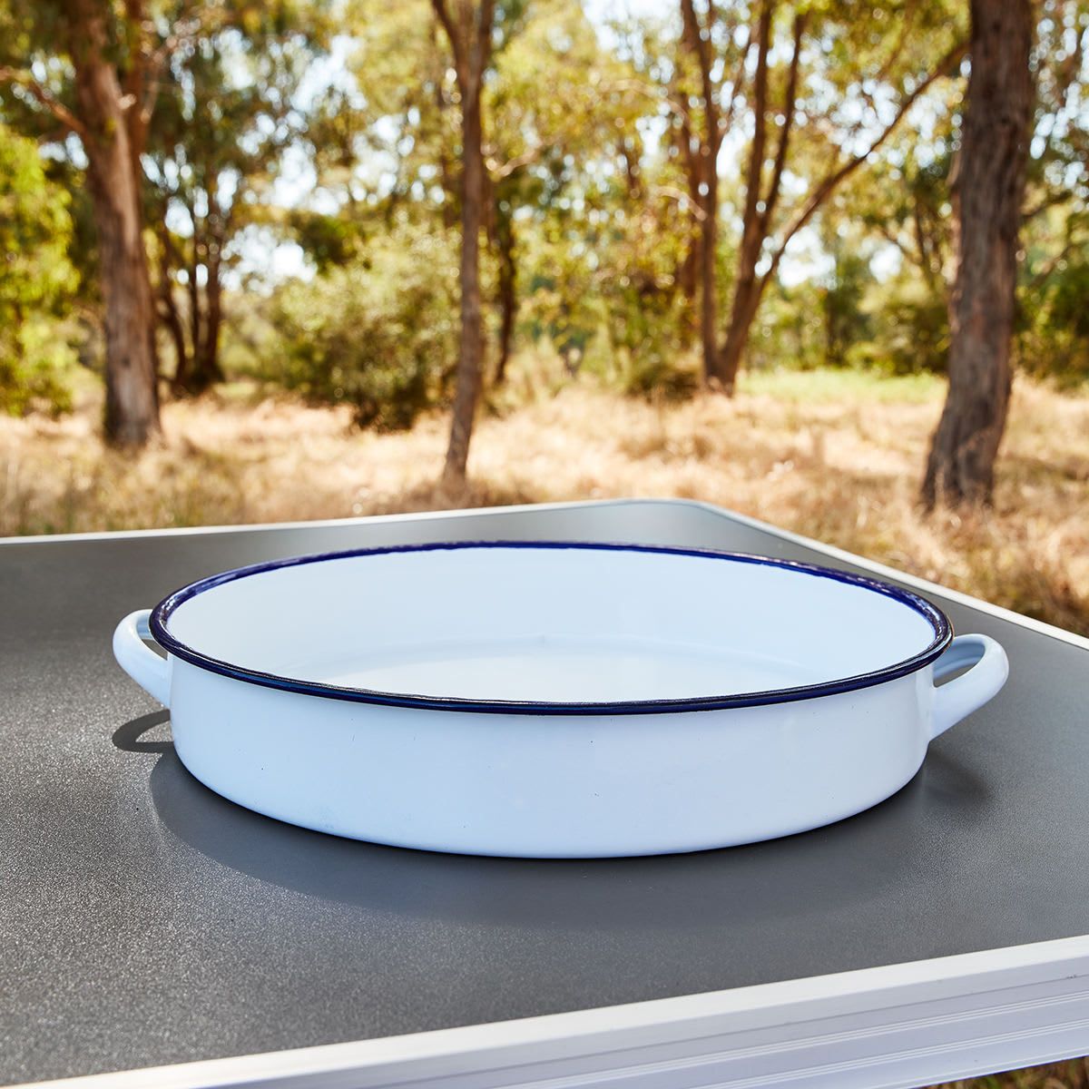 3L Round Enamel Tray with Sides