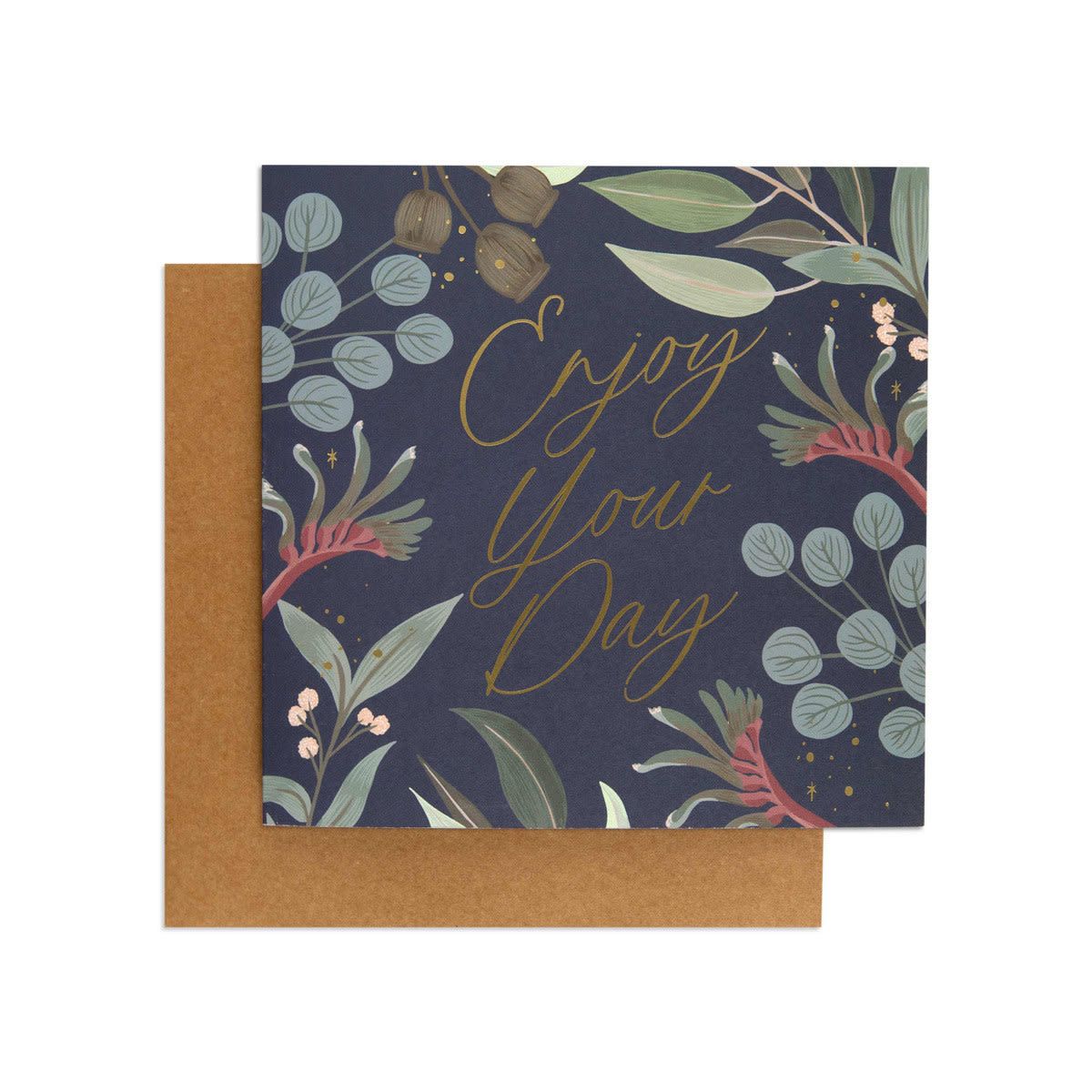 Hallmark Birthday Card - Australian Spirit Among The Gum Trees Navy Flora